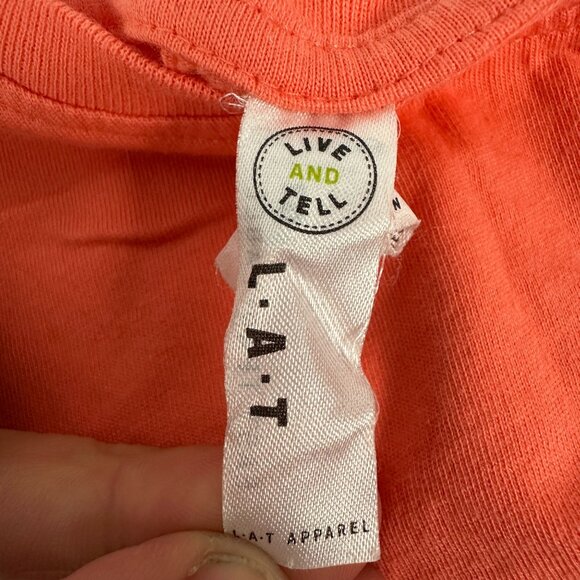 L.A.T Live and Tell Ladies XS Orange Crew Neck Short Sleeve Cotton T-Shirt - Picture 3 of 5